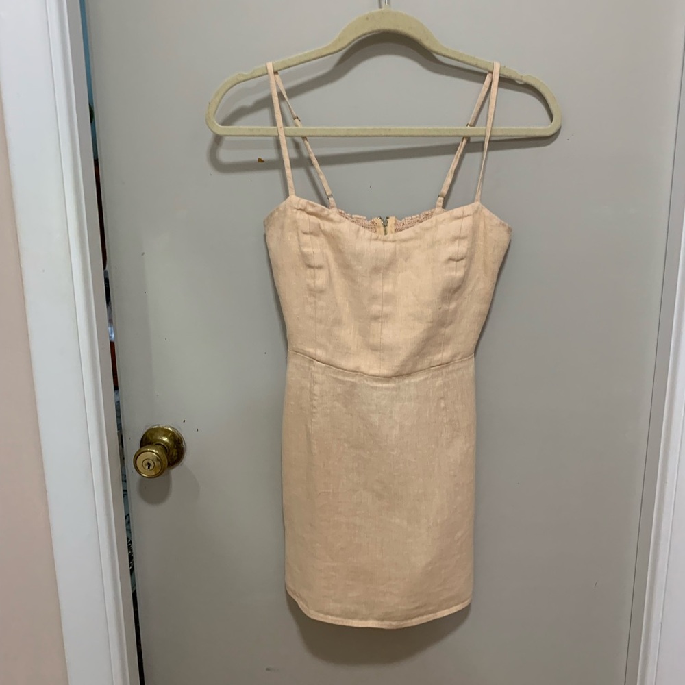 Reformation Peach-Beige Double-Strap Mini Dress